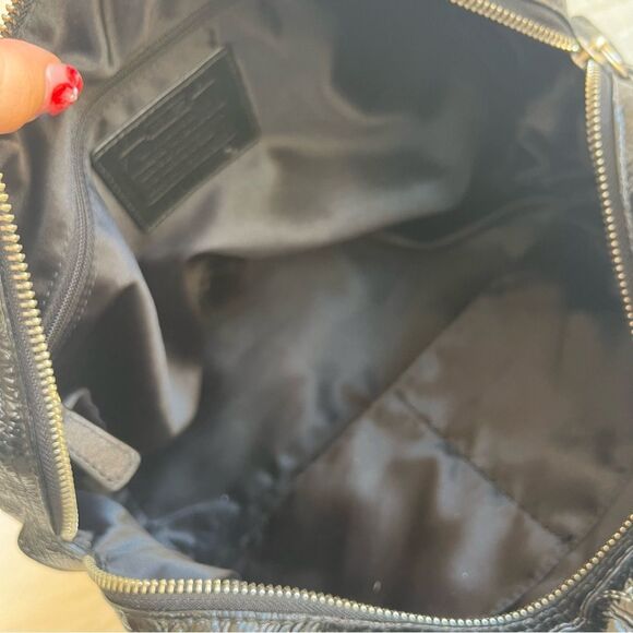 COACH Black Y2K Patent Stripe Boston Signature Tote Shoulder Bag - Picture 10 of 10